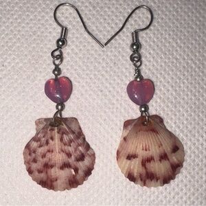 Pink Shell Heart Earrings